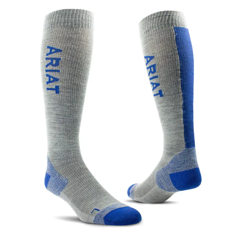AriatTek Thaw Merino Socks - Heather Grey/Estate Blue